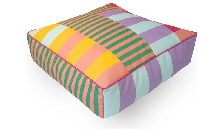 rucomfy Indoor Outdoor Square Floor Cushion - Block Print