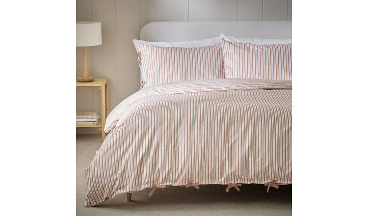 Habitat Textured Stripe with Ties Rust Bedding Set - King