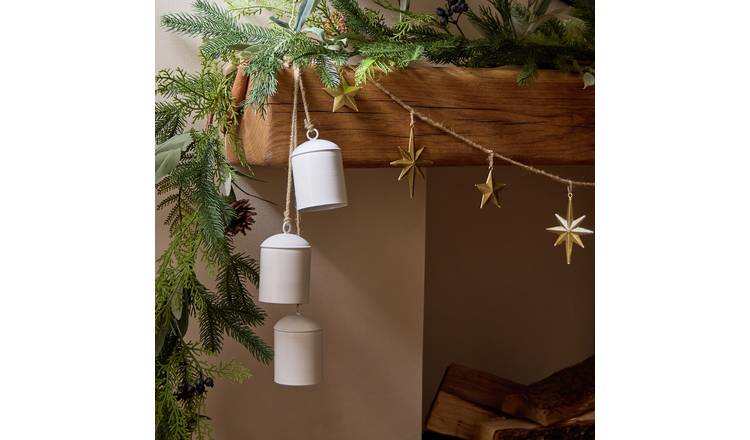 Habitat White Metal Hanging Christmas Bells