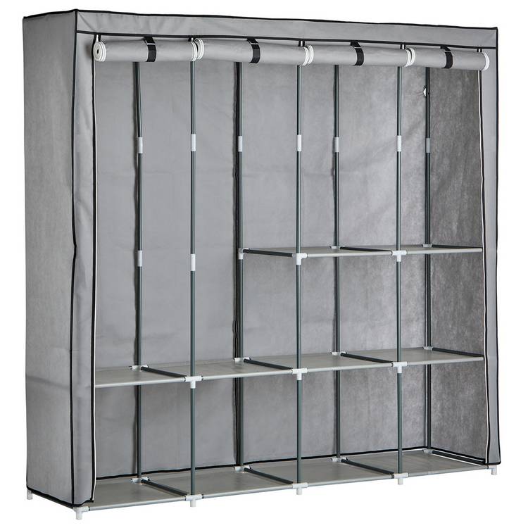 Argos Home Triple Modular Fabric Wardrobe - Grey and Black 0