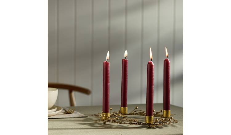 Argos Home Winter Floral Taper Candles - Pack of 2