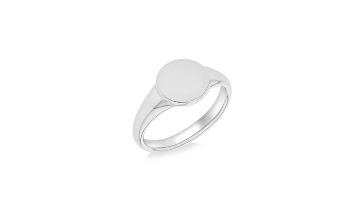 Sterling Silver Personalised Round Signet Ring - N