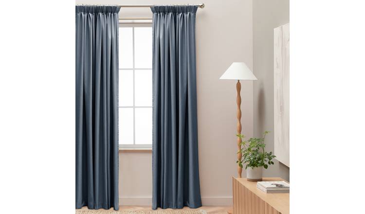 Habitat Blackout Pencil Pleat Curtain - Navy - 137x117cm