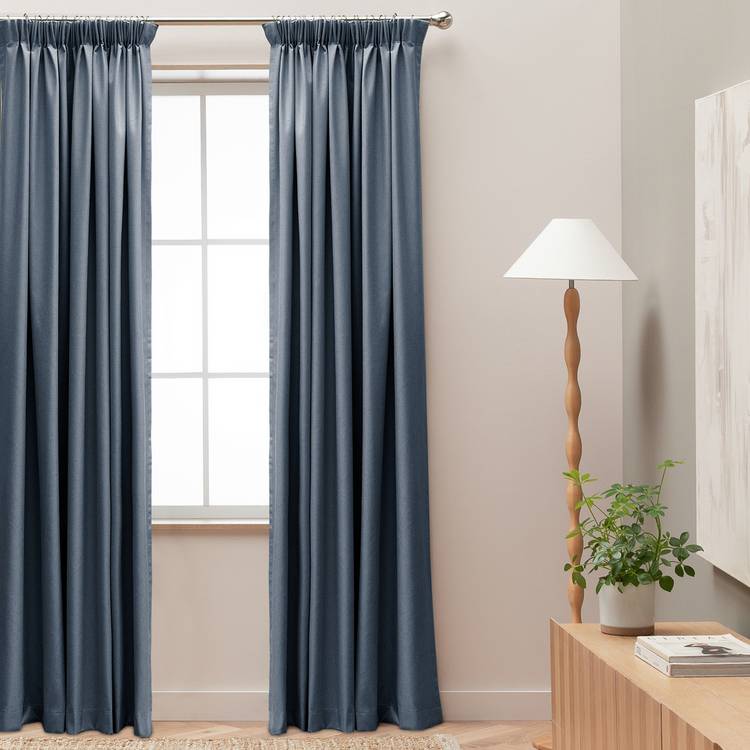 Habitat Blackout Pencil Pleat Curtain - Navy - 137x117cm 0