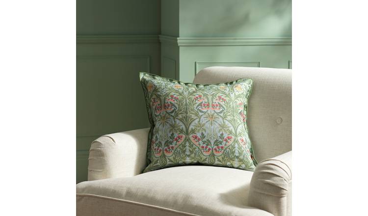 Habitat x Morris & Co. Bluebell Cushion - Green - 50x50cm