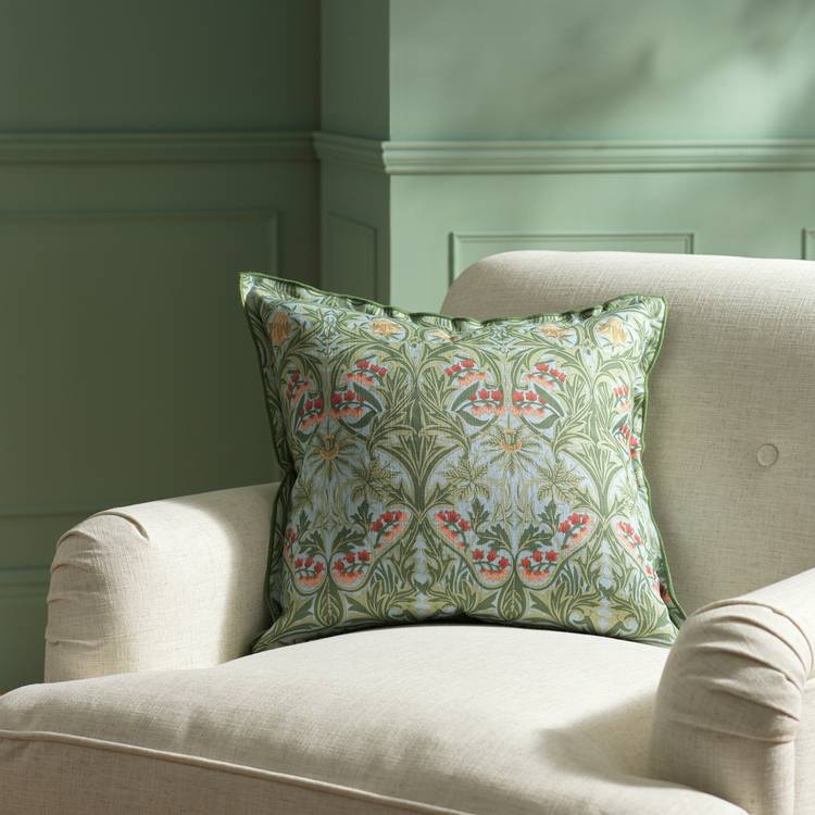 Habitat x Morris & Co. Bluebell Cushion - Green - 50x50cm 0