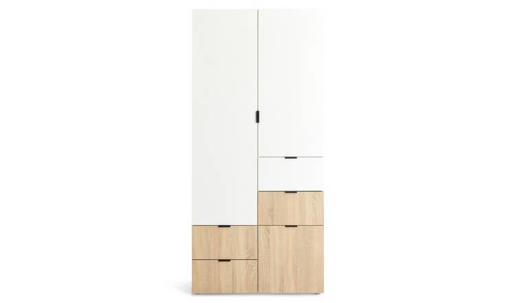 Habitat Zeke 2 Door 4 Drawer Wardrobe - White & Oak