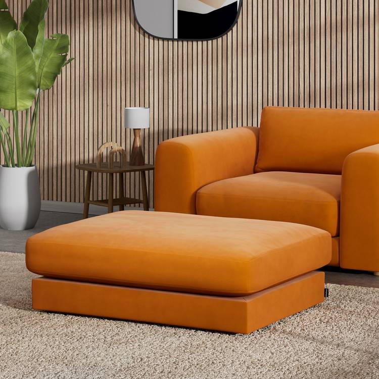 Habitat Ayr Fabric Footstool - Orange 0