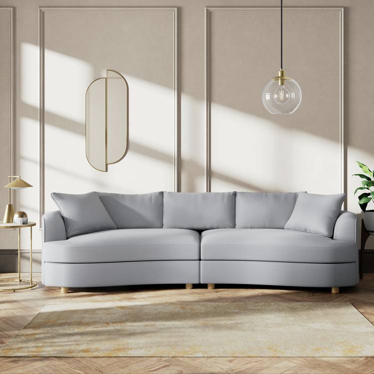 Habitat Sacha Fabric 4 Seater Sofa - Grey - Ash Leg 0
