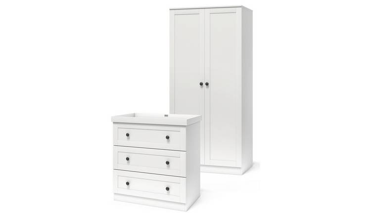 Silver Cross Bromley 2 Piece 2 Door Wardrobe Set - White