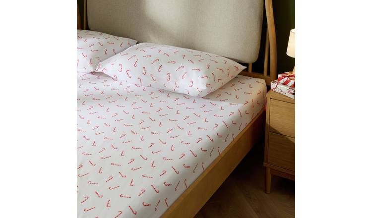 Argos Home Candy Cane Print Fitted Sheet - Single