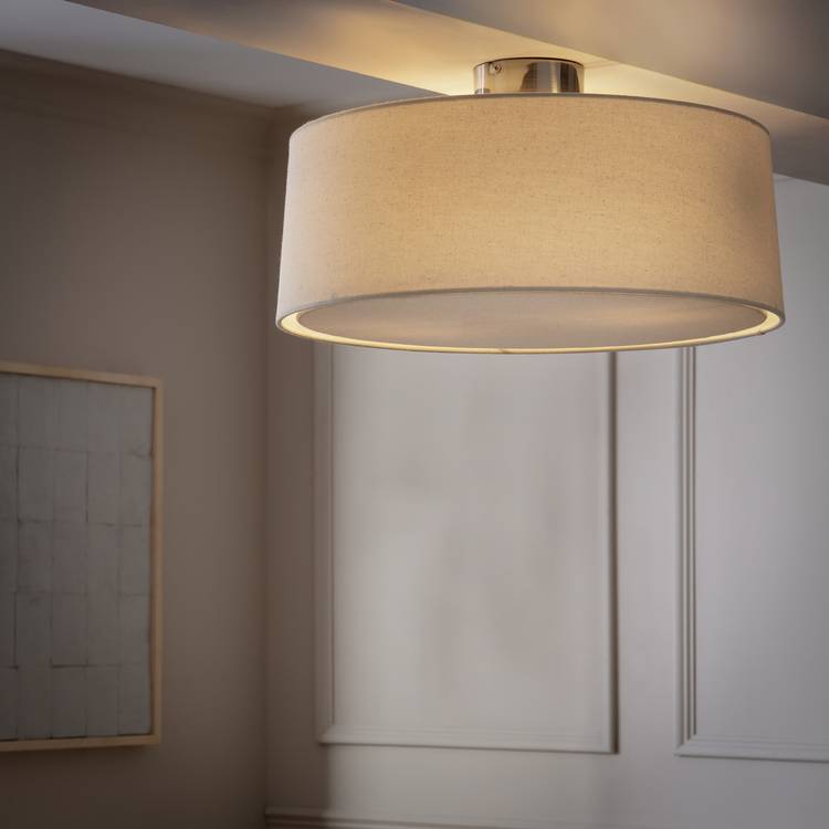 Habitat Metal Flush Ceiling Light - Natural & Chrome 0