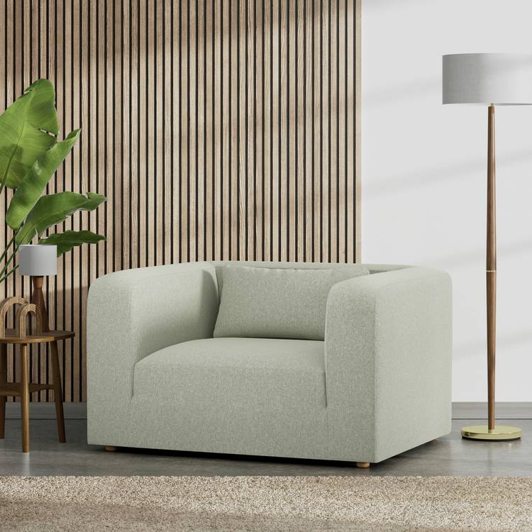 Habitat Lars Fabric Cuddle Chair - Sage Green 0