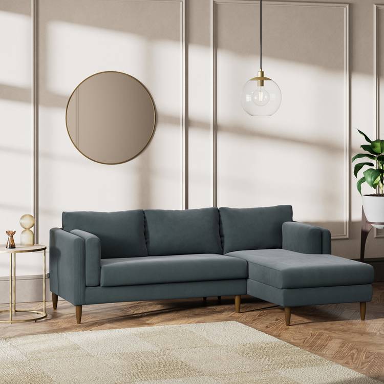 Habitat Newington Right Hand Corner Sofa - Charcoal-Dark Leg 0