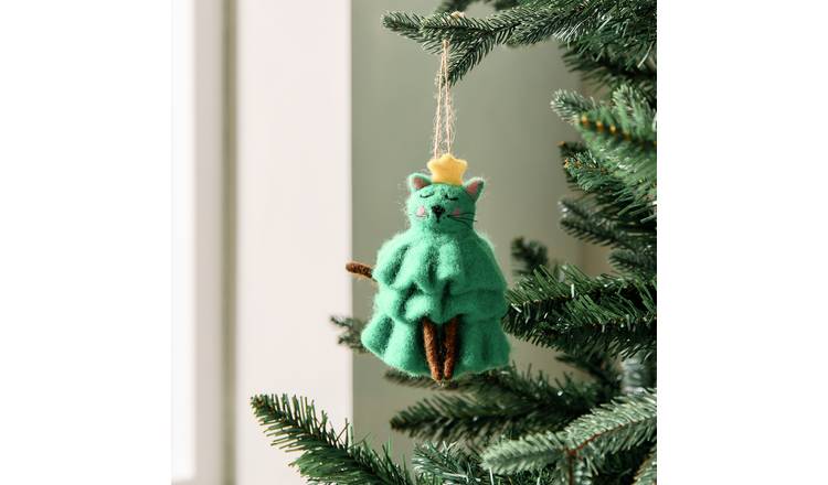 Habitat Single Felt Cat Christmas Tree Decoration