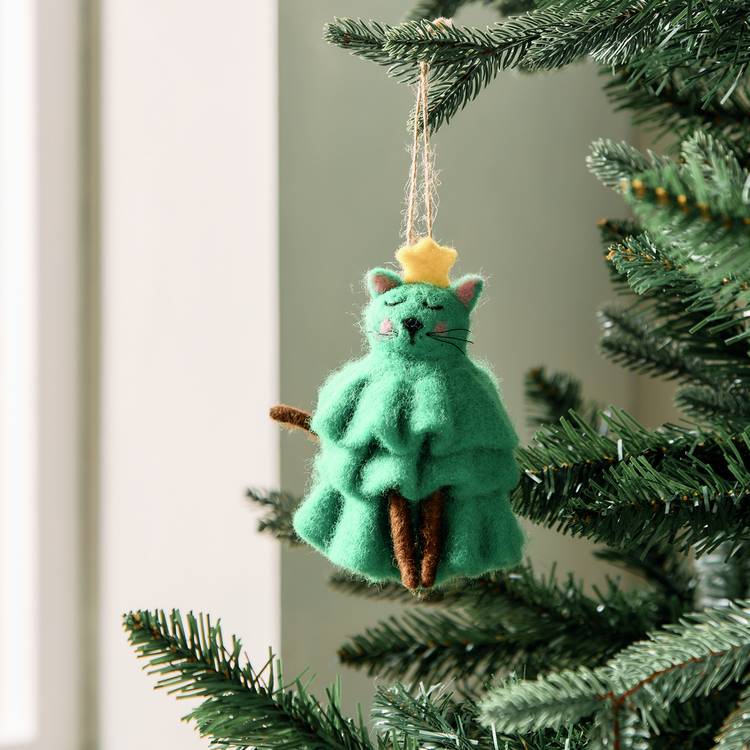 Habitat Single Felt Cat Christmas Tree Decoration 0