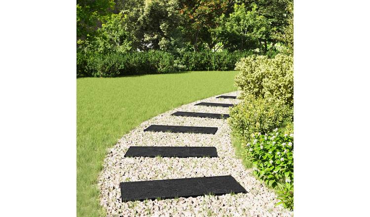 Walplus Pack of 6 Stepping Stone Rubber - Black - 60.5 x 25 x 2 cm
