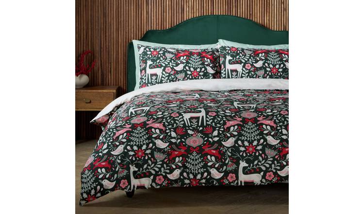 Argos Home Deer Print Green Bedding Set - King size