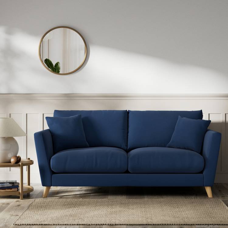 Habitat Lomond Fabric 3 Seater Sofa - Navy - Ash Leg 0