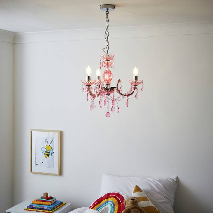 Glow Marie Therese Kids 3 Light Chandelier - Pink 0