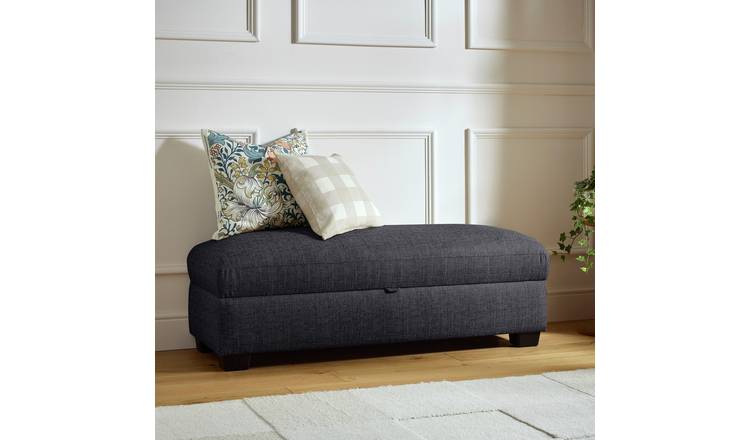 Argos Home Lisbon Fabric Storage Footstool - Charcoal