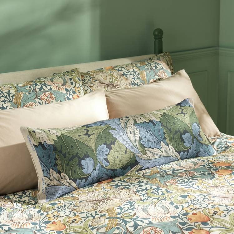 Habitat x Morris & Co. Acanthus Bolster Cushion-Blue-30x80cm 0