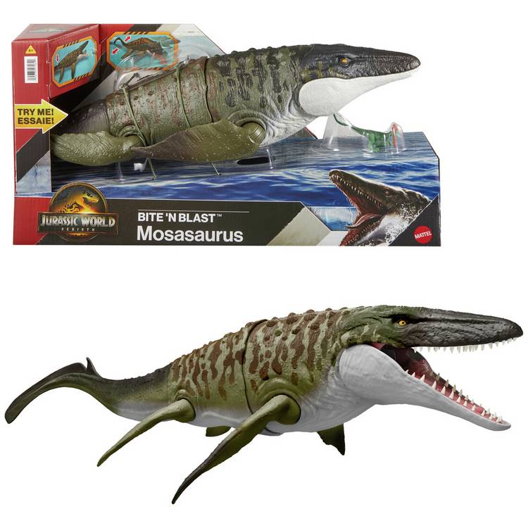 Jurassic World Bite N Blast Mosasaurus  & Mini Dinosaur Toy 0
