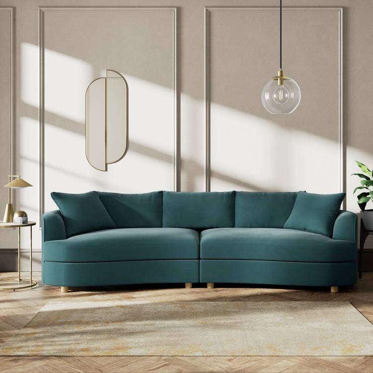Habitat Sacha Fabric 4 Seater Sofa - Teal - Ash Leg 0