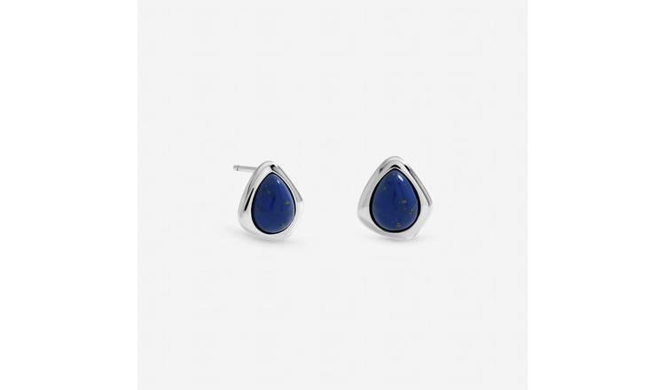 Inicio Silver Plated Lapis Stud Earrings