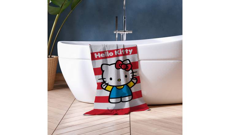 Hello Kitty Cotton Stripe Bath Towel - Red