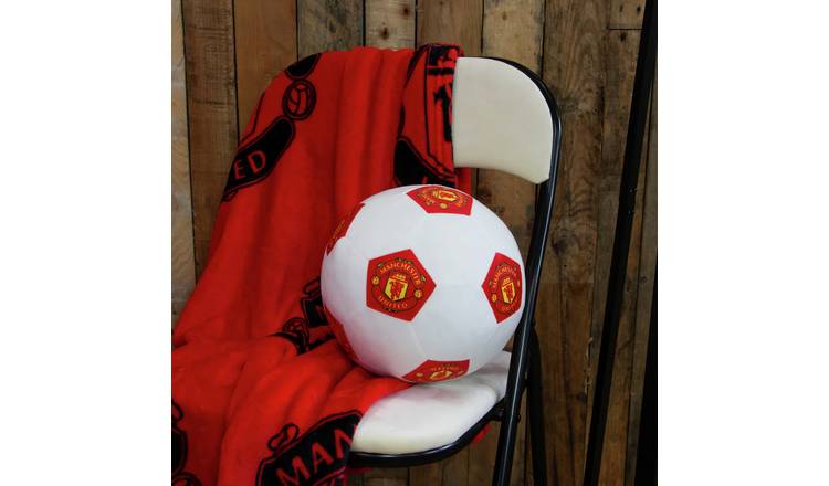 Manchester United Football Shaped Cushion - White - 25cm
