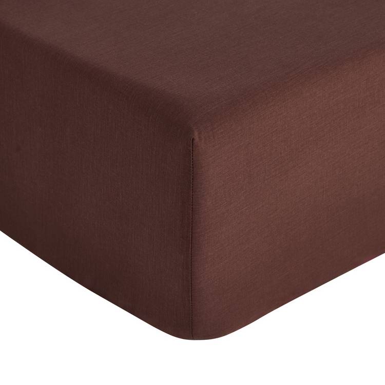 Habitat Cotton Rich Plain Chocolate Fitted Sheet - King size 0