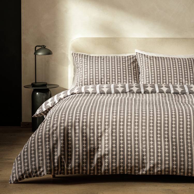 Habitat Geometric Circles Stripe Grey Bedding Set- Superking 0