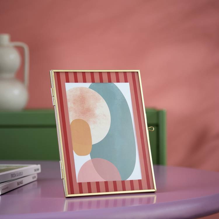 Habitat Pink & Red Stripe Metal Frame - 5x7" 0