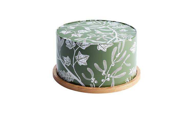 Habitat Floral Cake Tin and Board - Green