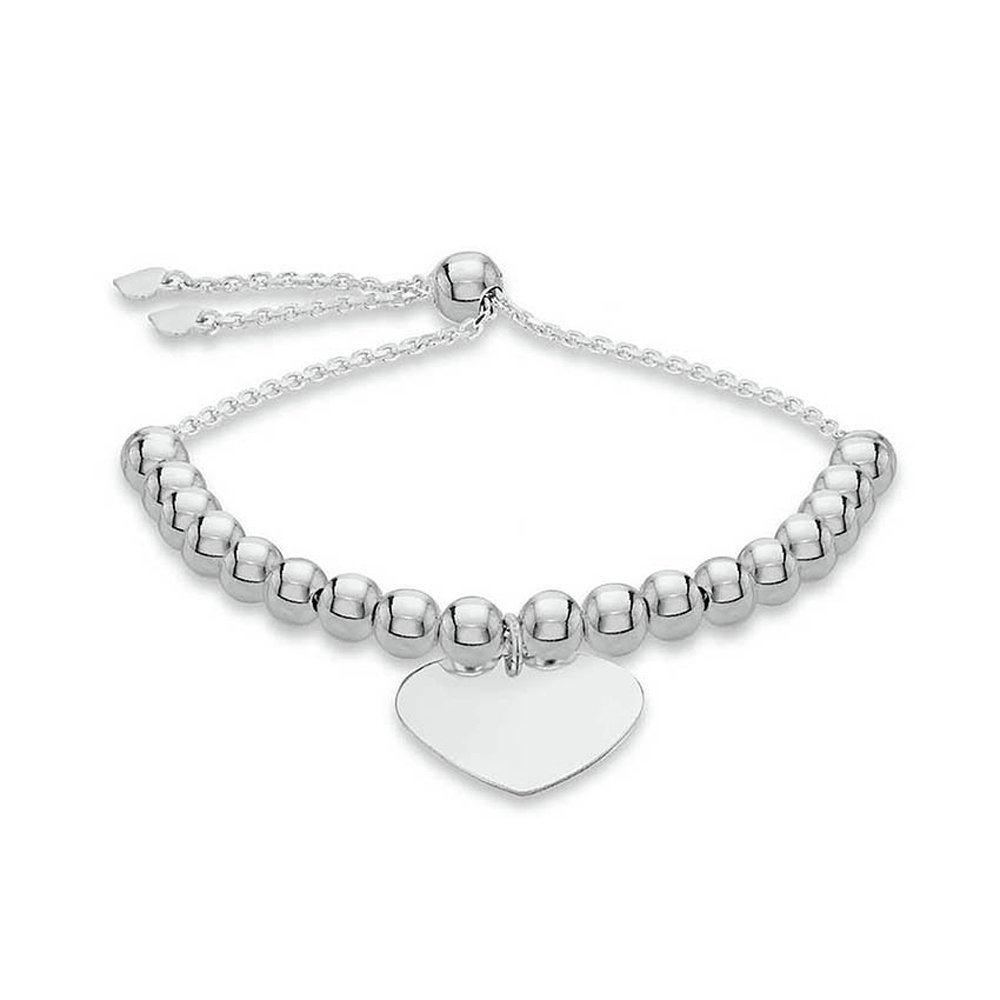 Revere Sterling Silver Personalised Heart Beaded Bracelet