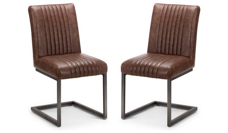 Julian Bowen Pair of Faux Leather Dining Chair - Brown 