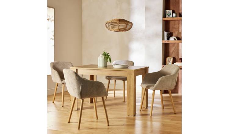 Argos Home Miami Oak Dining Table & 4 Natural Chairs
