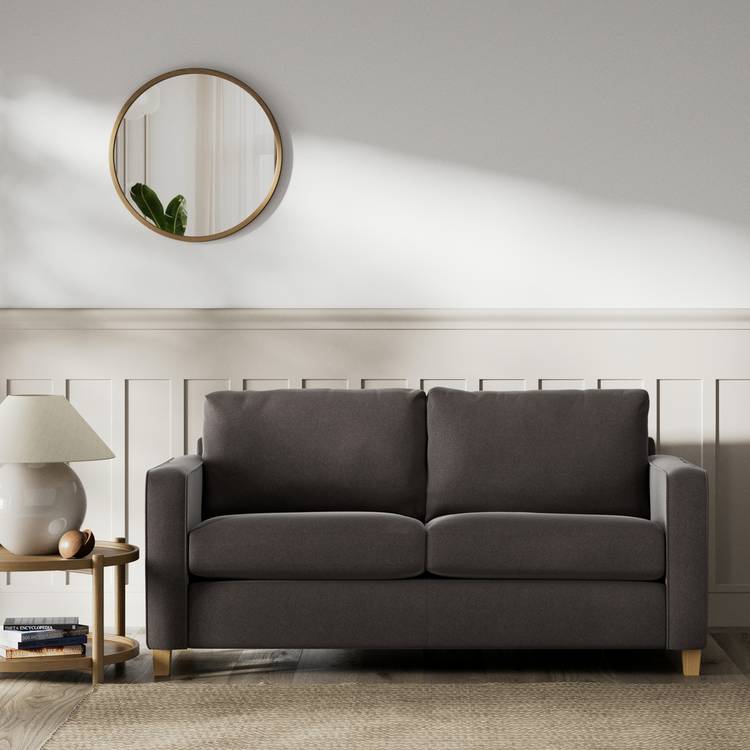 Habitat Flint Velvet 2 Seater Sofa Bed- Slate Grey - Ash Leg 0