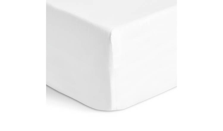 Habitat Cotton Rich 180 TC White Fitted Sheet - Small Double