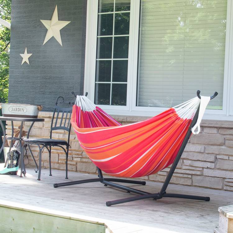 Vivere Mimosa Double Hammock with Metal Stand 0