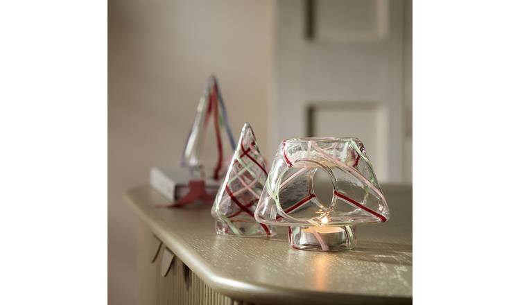 Habitat Striped Glass Christmas Tree Shaped Wax Melt Burner