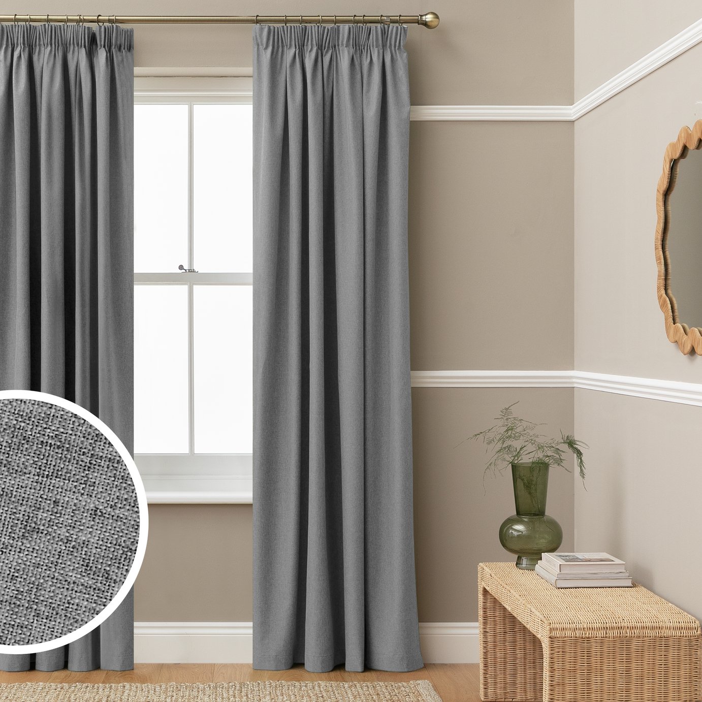 Buy Habitat Blackout Pencil Pleat Curtains -Flint Grey-117x137cm | Curtains 