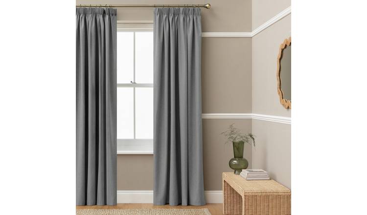 Habitat Blackout Pencil Pleat Curtain - Flint Grey-137x117cm