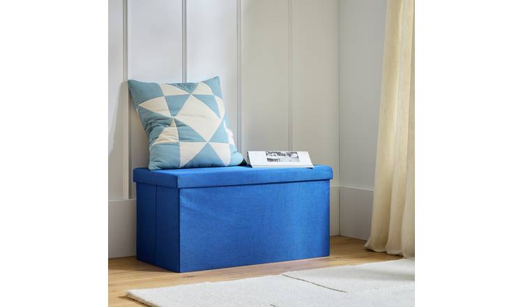 Argos Home Medium Fabric Ottoman - Blue