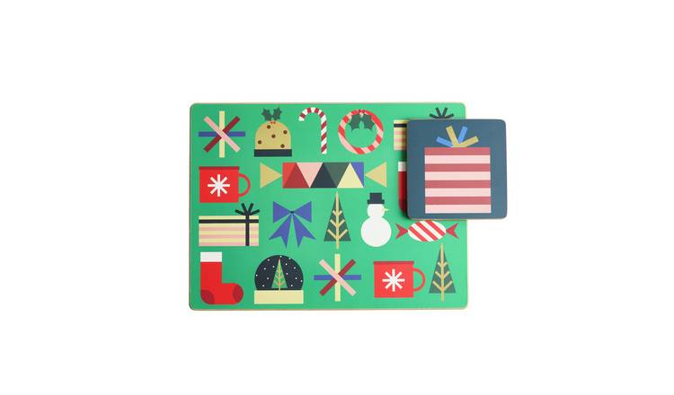 Habitat Corkback Festive Icons Set of 4 Placemat & Coasters