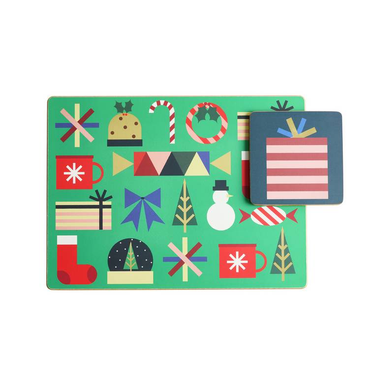 Habitat Corkback Festive Icons Set of 4 Placemat & Coasters 0