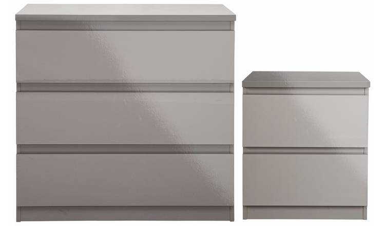 Argos Home Jenson Bedside & 3 Drawer Chest Set - Grey