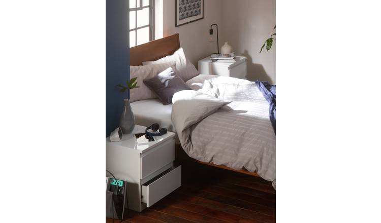 Argos Home Jenson Set of 2 Bedside Table - White Gloss