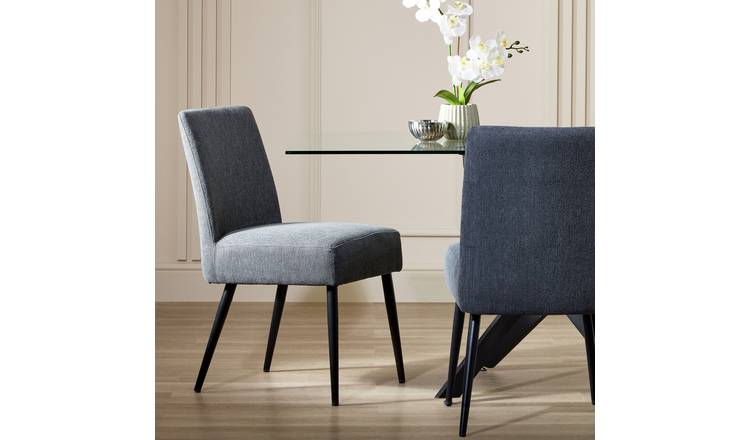 Argos Home Belinda Pair of Fabric Dining Chairs - Charcoal